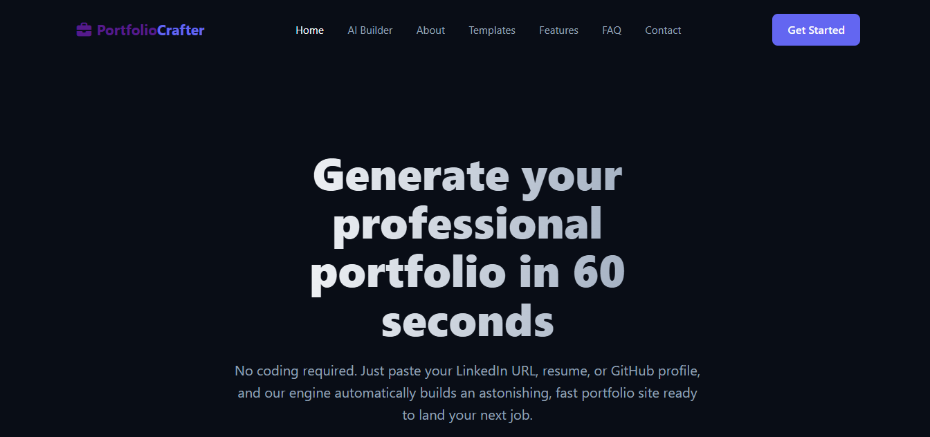 Portfolio Crafter Website Preview